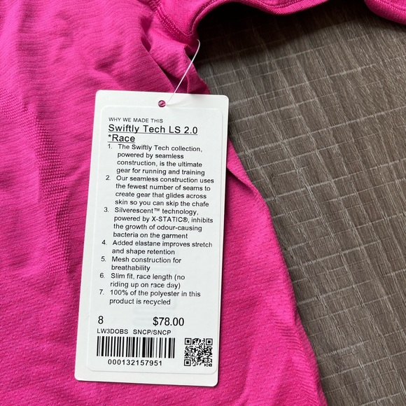 Lululemon Swiftly Tech Long Sleeve Shirt 2.0 *Race Length in Sonic Pink - Picture 5 of 6